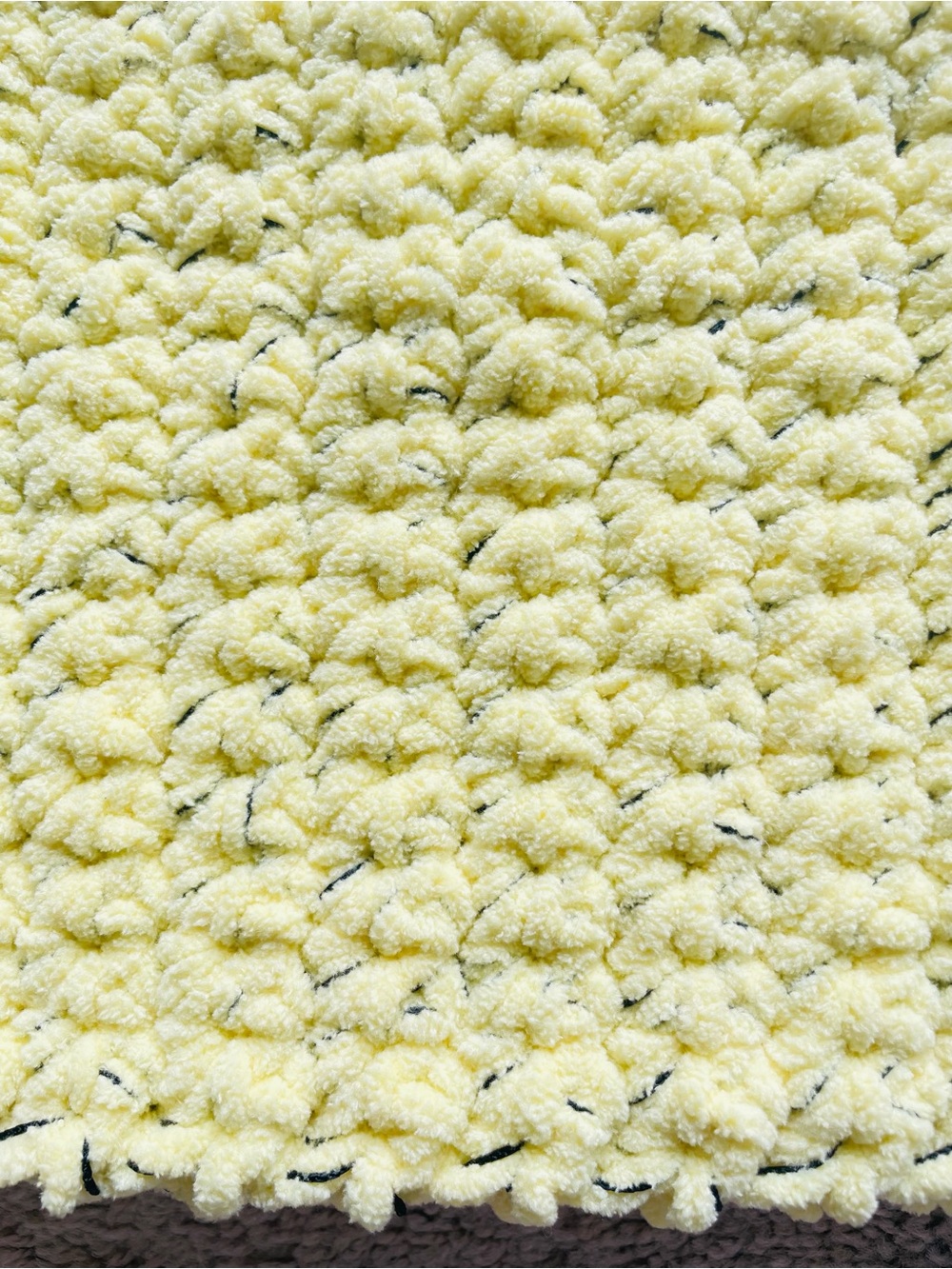 70”-long, 8”-wide Yellow-yarn fleece, Black-fringe Homemade Scarf